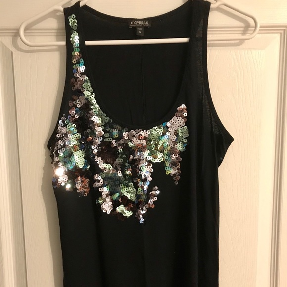 Express Dreamweight Cotton Tank with Sequins - Picture 2 of 3
